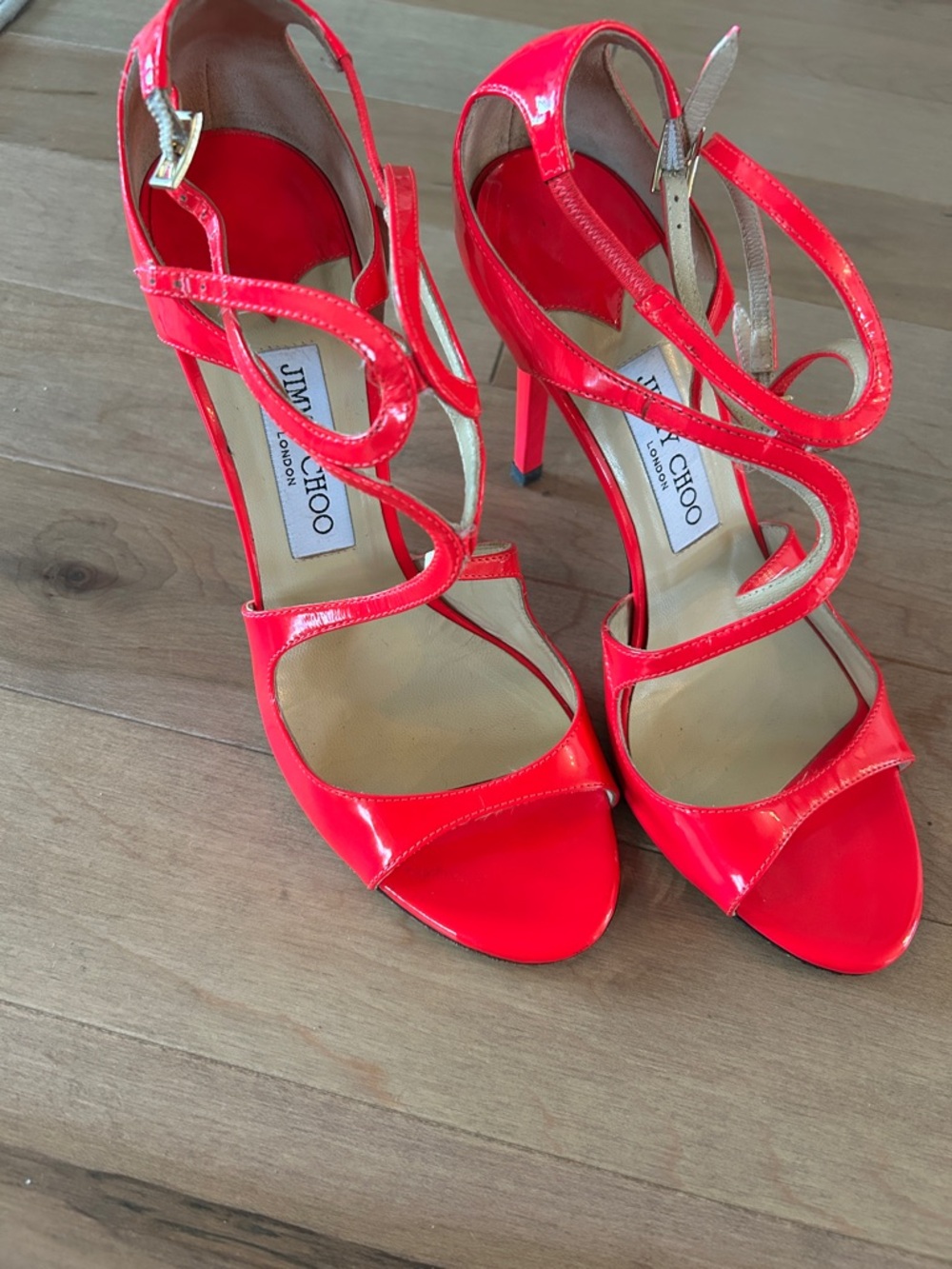 Jimmy Choo Hot Pink Strappy High Heel Sandals